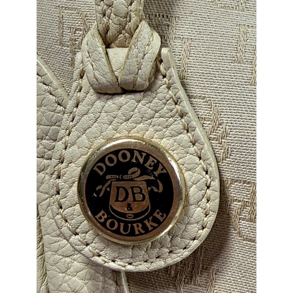 Dooney & Bourke handbag Beige Shoulder bagLeather & Signature Logo Fabric Hobo - Picture 15 of 16